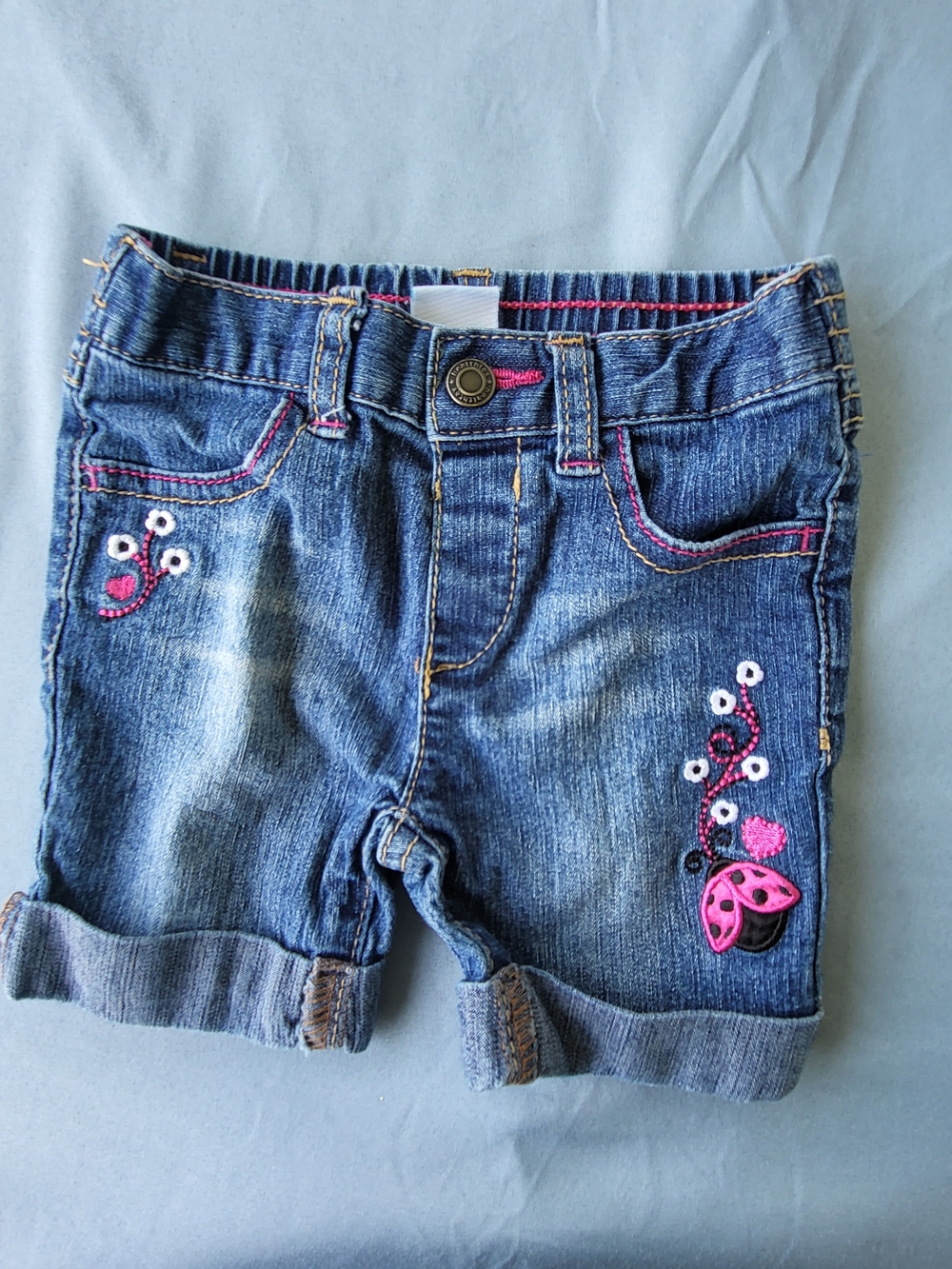 Vintage Y2K Healthtex Embroidered Ladybug Denim Shorts 24M